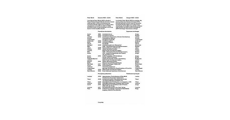 Peter Märkli – Dessins / disegni  (1980-2023)