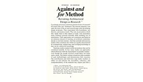 Against And For Method - Revisiting Architectural Design As Research